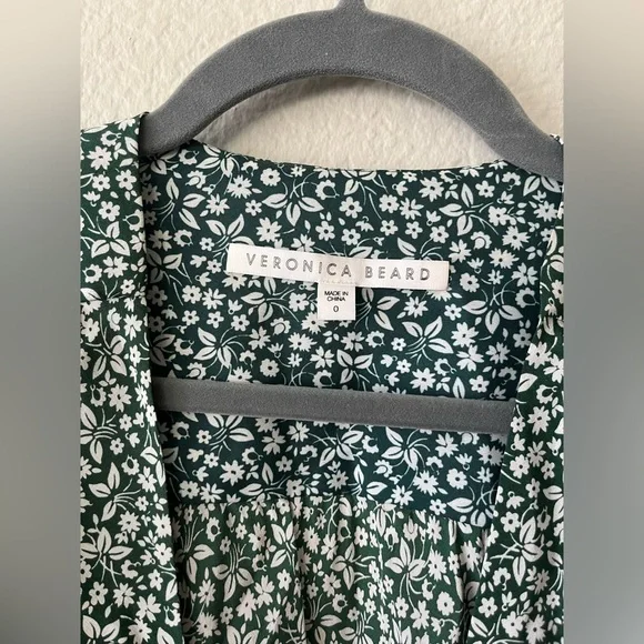Veronica Beard Silk Marla Floral Ruffle Mini Dress in Green Women’s Size 0 - Picture 11 of 16